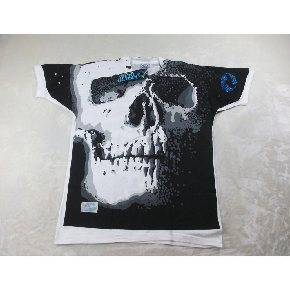 NEW VINTAGE Liquid Blue Shirt Mens Extra Large Black Chris Pinkerton Skull 1992*
